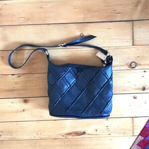 NWT Vintage Navy Blue Leather Shoulder Bag | A&W Handbags B.H. Smith Quilted